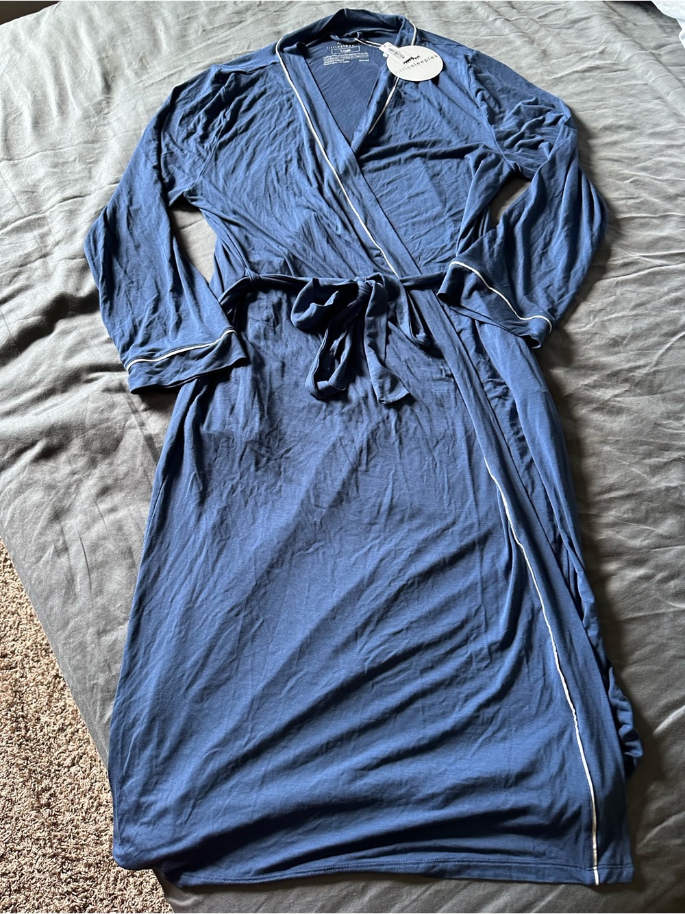 Little Sleepies Navy Wrap Dress with White Piping